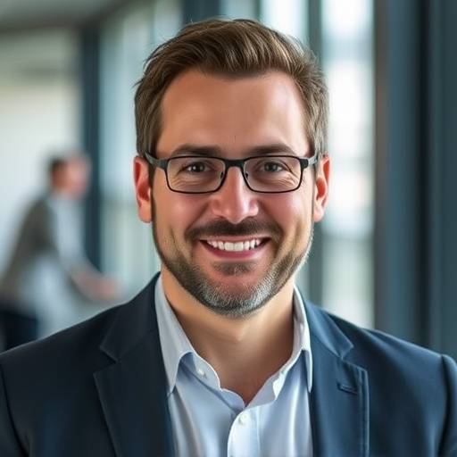 Portrait d'Antoine Durand, responsable du service clientèle chez Évasion Exquise, un homme attentif et serviable.